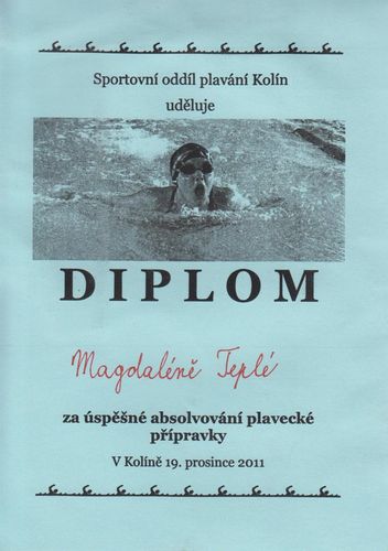Diplom - Majda plavání Kolín 2011
